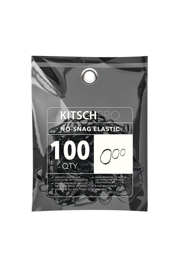 Pro Mini Gummy Elastic Hair Bands, Ponytail Holder, 100-Count (Black)