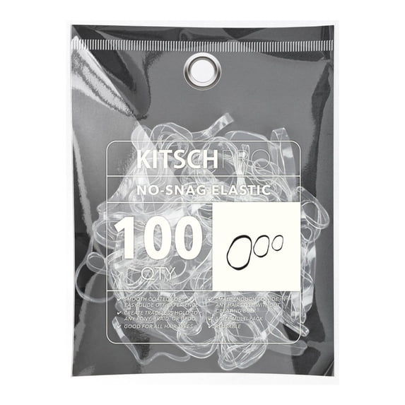 Kitsch Pro Mini Gummy Elastic Hair Ties, Elastic Ties, Ponytail Holder, 100 Count (Clear)