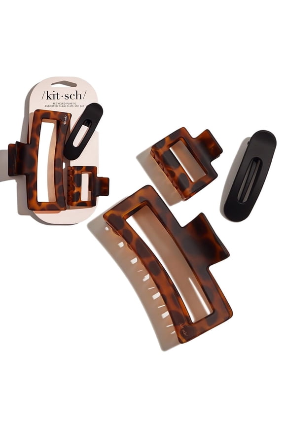 Recycled Plastic Assorted Claw Clips, Rectangle Claw Clips, 3pcs