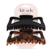 Kitsch Recycled Plastic Jumbo Claw Clip 2 Count, Tortoise & Black - Eco-Friendly Hair Accessories