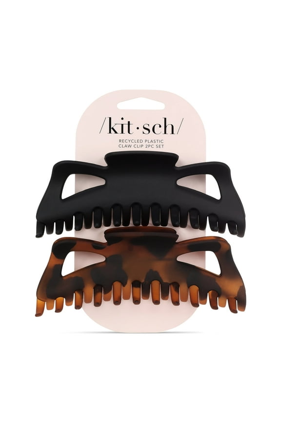 Recycled Plastic Jumbo Classic Claw Clip, 2 Ct, Tortoise & Black