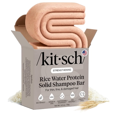 Kitsch Rice Shampoo Bar for Strengthening and Thickening, Clarifying, 3.2 oz