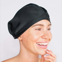 Kitsch Satin Hair Bonnet for Sleeping, Hair Cap for Women, Satin Bonnet, Hat (Black)