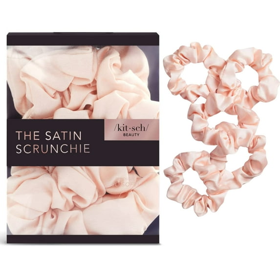 Kitsch Satin Hair Scrunchies for Adults, 5 Pack, Pink