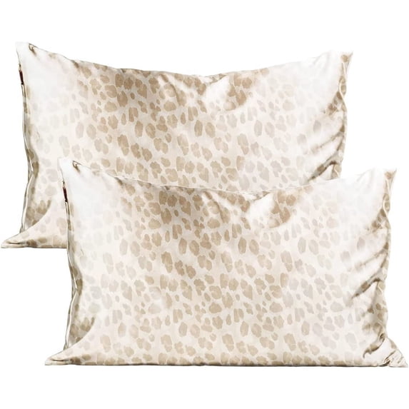Kitsch Satin Pillowcase for Hair & Skin - Pillow Cases Standard for Adult (Leopard, 2 Pack)