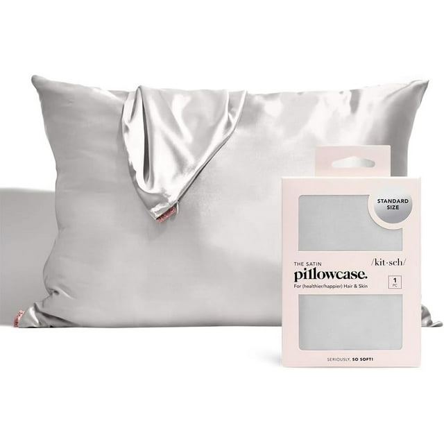 Kitsch 100 Satin Pillowcase w/ Zipper for Hair and Skin, Softer than