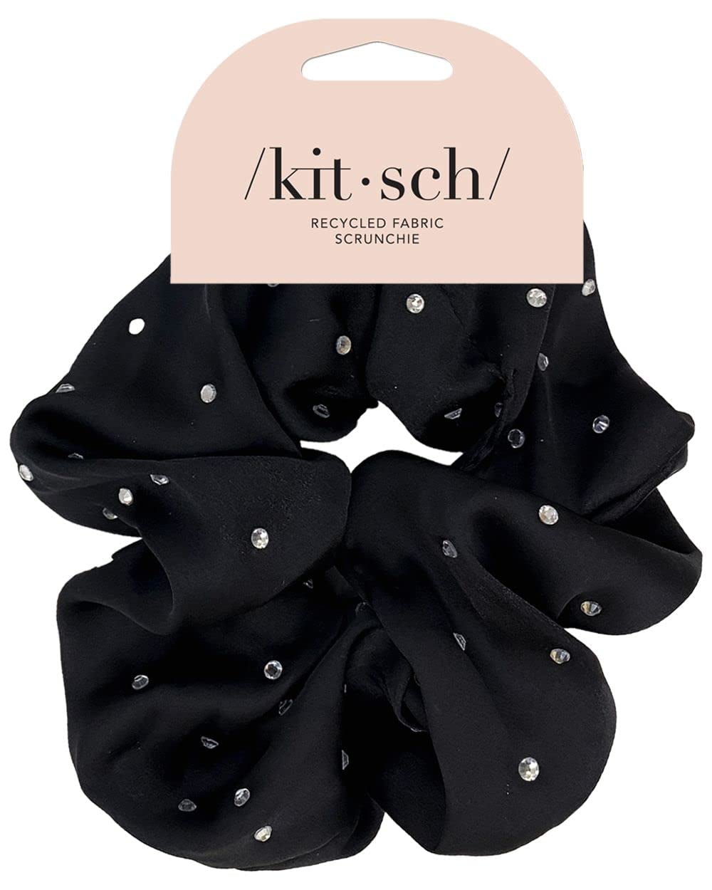 Kitsch Satin Rhinestone Scrunchie Scrunchies for Women (Black