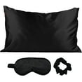 thumbnail image 1 of Kitsch Satin Sleep Set, Includes Pillowcase, Eye Mask, and Scrunchie (Black), 1 of 8