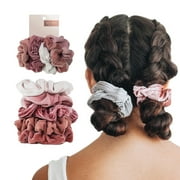 Kitsch Scrunchies, Velvet Hair Scrunchies, 5 Pack, Blush/Mauve