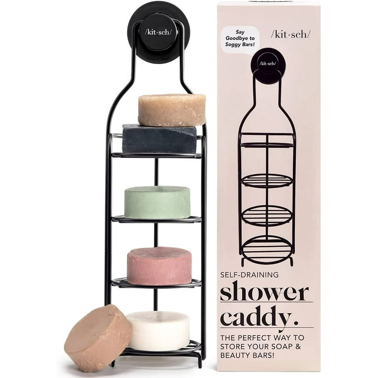 Kitsch Stainless Steel Shower Caddy with Suction Cup - Rust Proof Bar Soap  Holder for Shower | Wall Mounted Shower Organizer with Strong Suction 
