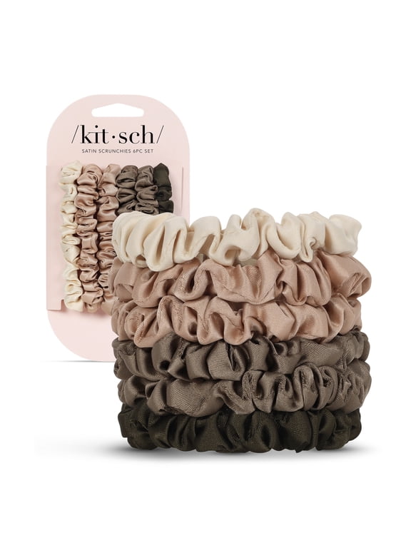 Skinny Satin Scrunchies 6PC Set - Eucalyptus