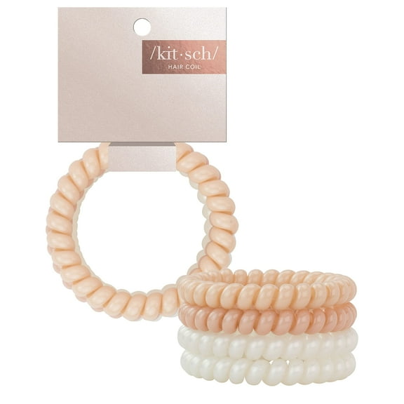 Kitsch Slick Large Spiral Hair Ties, Coiled Hair Ties, Phone Cord Ponytail Holder  (Nude)