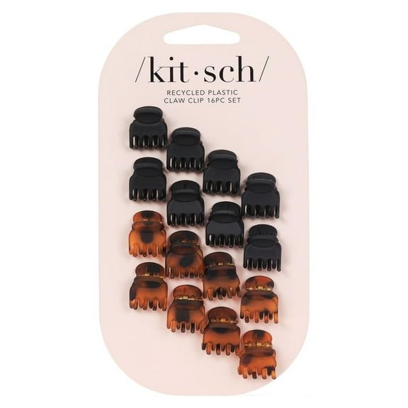 Kitsch Small Hair Clips for Adults, 16 Pcs, Tortoise & Black