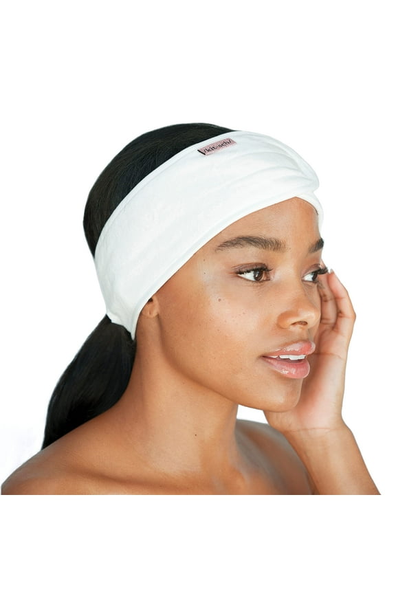 Spa Headband - Microfiber Makeup Headband for Washing Face in White