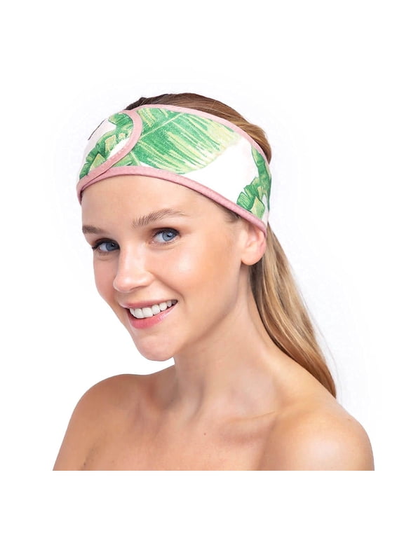 Spa Headband - Multi Functional Skincare Headband in Palm Leaves, Green, 1 Pack