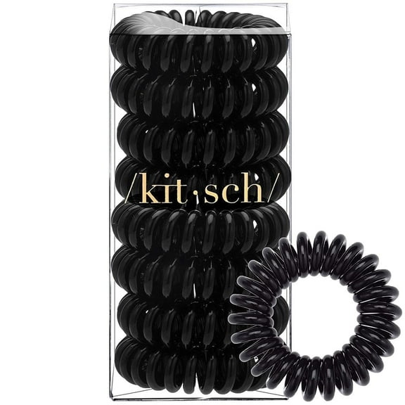 Kitsch Spiral Hair Coils, Coil Hair Ties, 8 Ct, Black