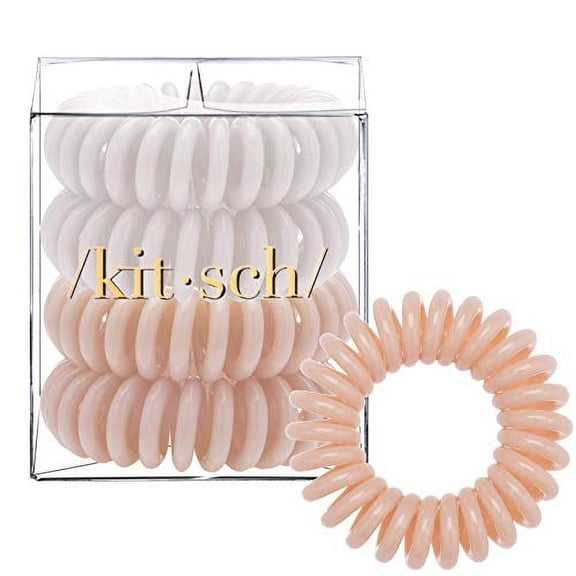 Kitsch Spiral Hair Ties, Coil Hair Ties, Ponytail Holder, 4pcs, Nude