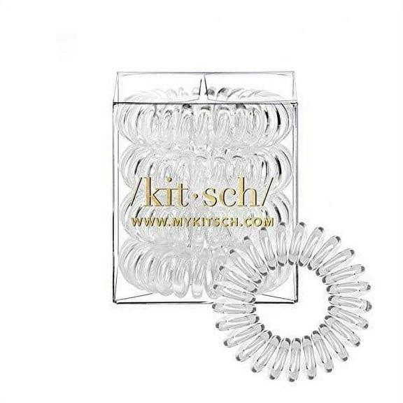 Kitsch Spiral Hair Ties, Coiled Hair Ties, Phone Cord Ponytail Holder - 4pcs, Transparent