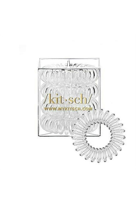 Spiral Hair Ties, Coiled Hair Ties, Phone Cord Ponytail Holder - 4pcs, Transparent