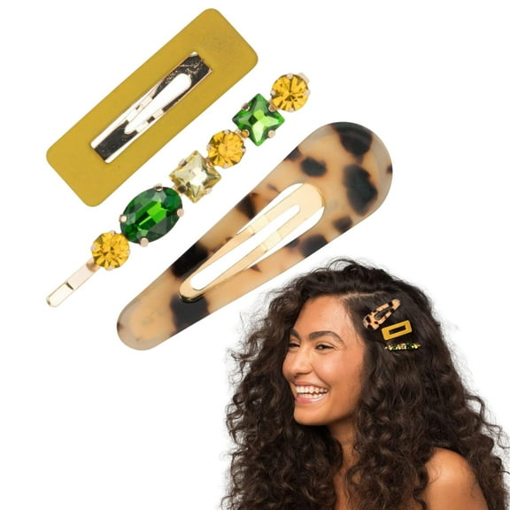 Kitsch Stackable Hair Clips for Women, Hair Barrettes for Women - 3pcs (Citrine)