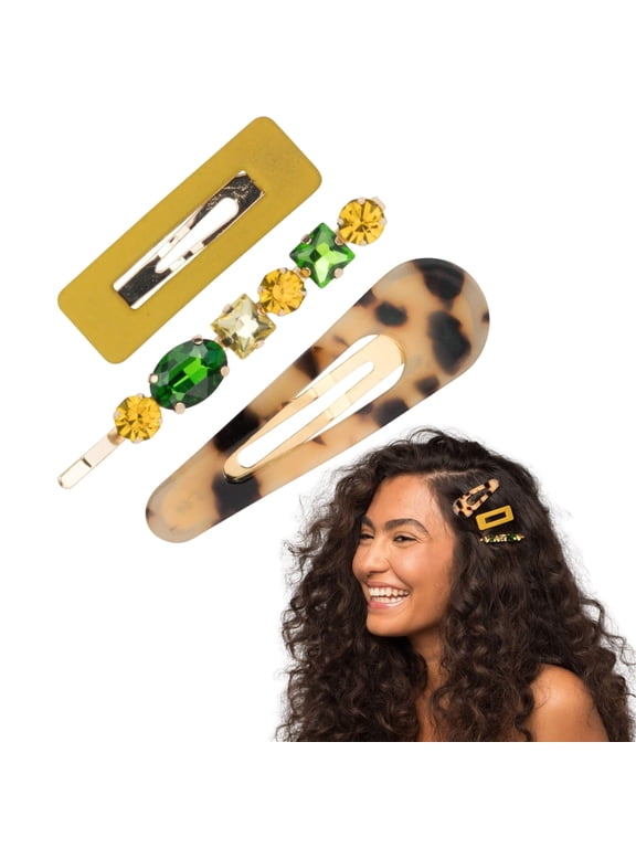Stackable Hair Clips for Women, Hair Barrettes for Women - 3pcs (Citrine)