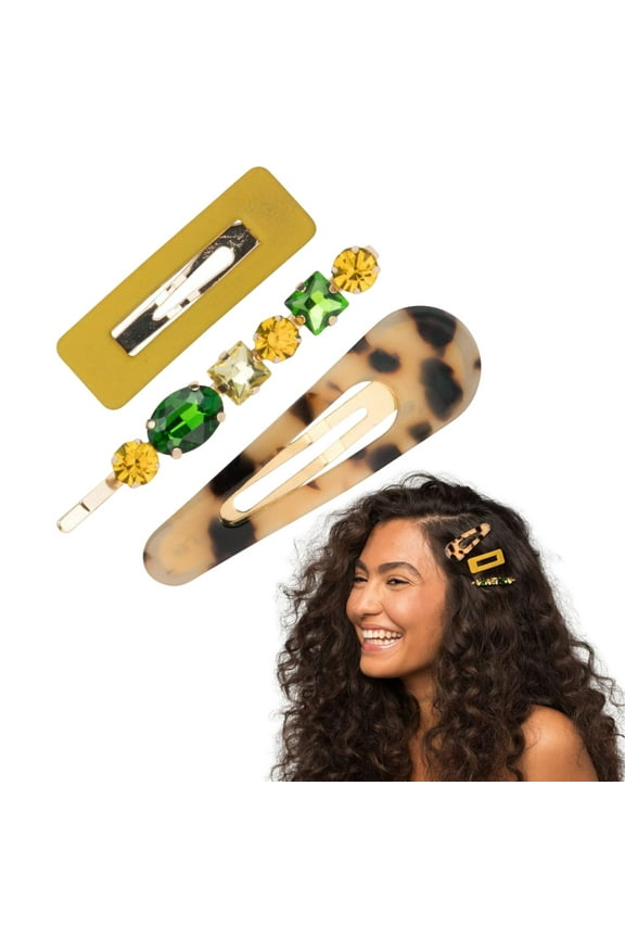 Stackable Hair Clips for Women, Hair Barrettes for Women - 3pcs (Citrine)