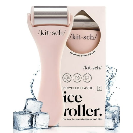 Kitsch Stainless Steel Facial Ice Roller, Self Care Essentials, Face Roller for Home Use (Pink)