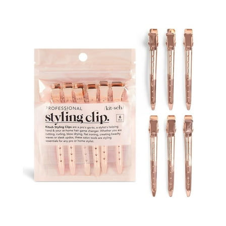 Kitsch Styling Hair Clip | Duck Bill Hair Styling Clips, 3.5 in length- 6pcs (Rose Gold)
