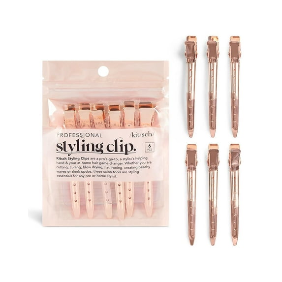Kitsch Styling Hair Clip | Duck Bill Hair Styling Clips, 3.5 in length- 6pcs (Rose Gold)