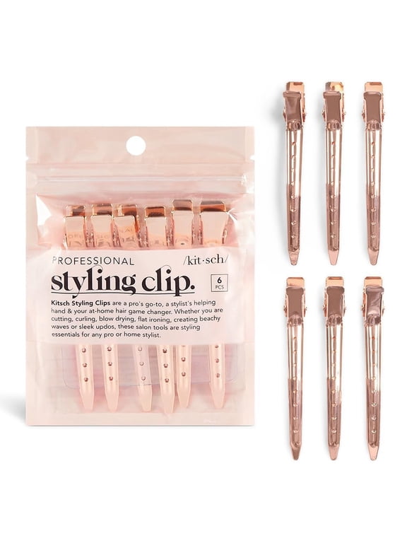 Styling Hair Clip | Duck Bill Hair Styling Clips, 3.5 in length- 6pcs (Rose Gold)