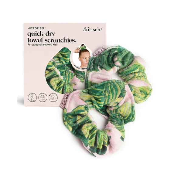 Kitsch Towel Scrunchie for Adult, Green, 2 Pc