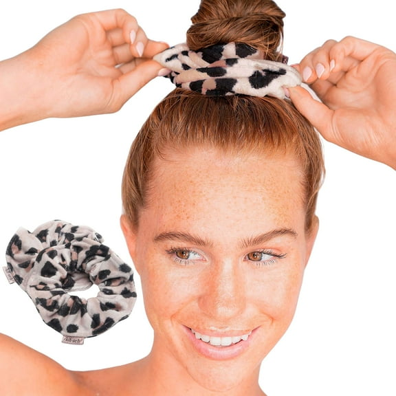 Kitsch Ultra Soft Microfiber Hair Drying Scrunchies for Frizz Free, Towel Scrunchie, 2 Pack, Leopard
