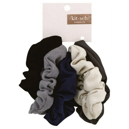 Kitsch Scrunchies, Hair Scrunchies for Adults, 5 Pack Black Velvet Scrunchie Hair Ties