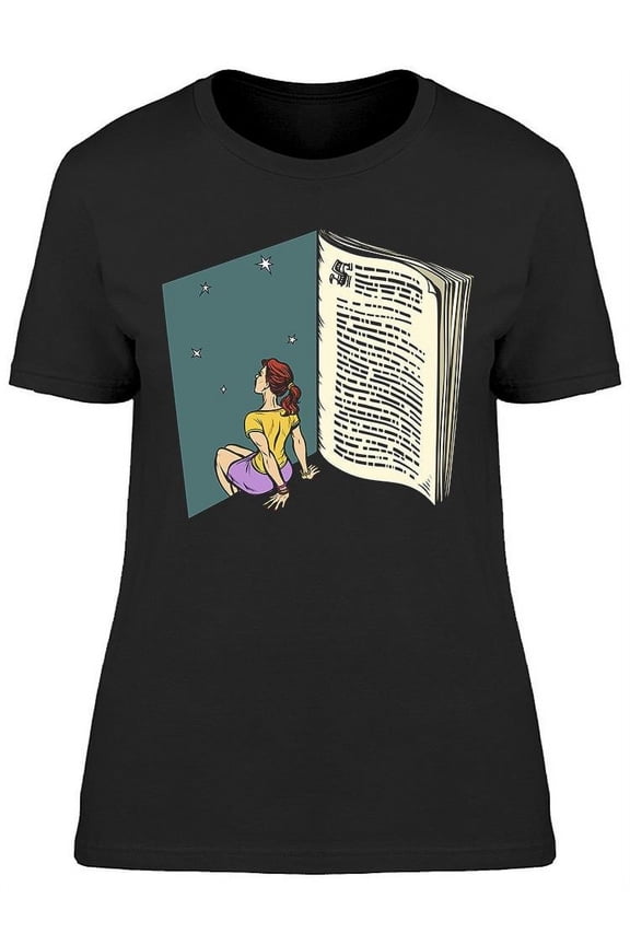 Kitsch Woman Dreaming With Book  T-Shirt Women -Image by Shutterstock, Female Large