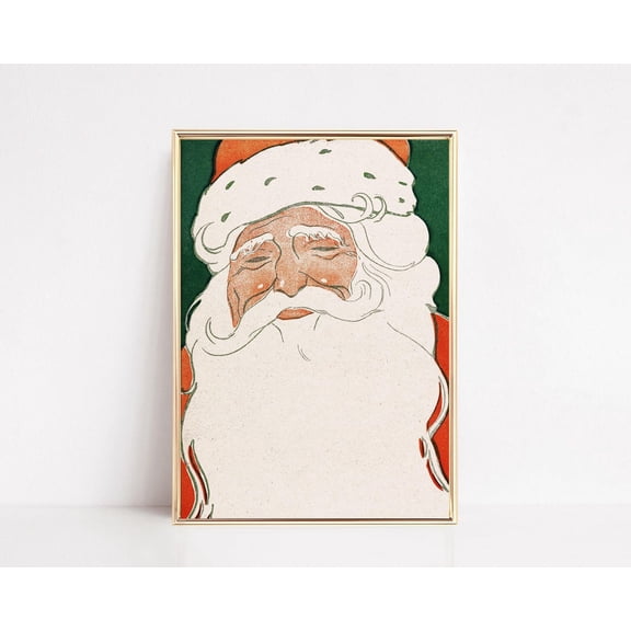 Kitschy Vintage Santa Print Retro Christmas Decor Holiday Wall Art