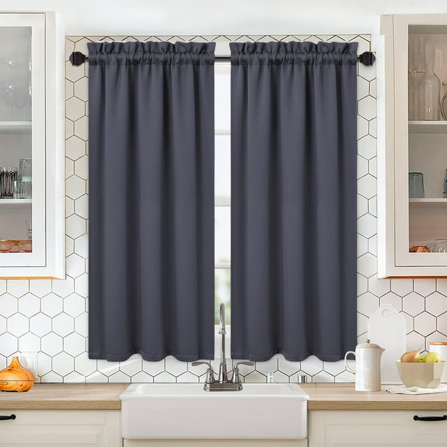 Kitsin Blackout Kitchen Curtains, Thermal Insulated Short Curtains for