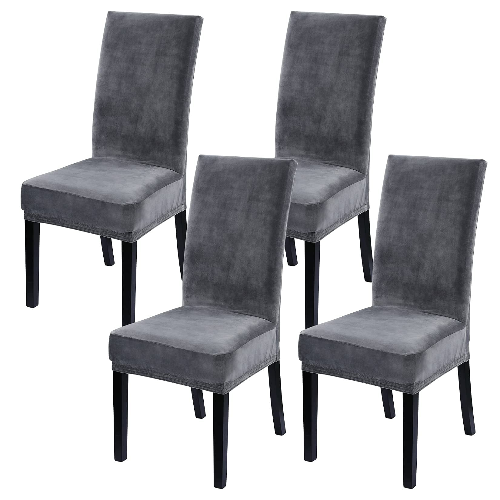 Kitsin Velvet Dining Chair Covers Set of 4, Soft Stretch Velvet Chair