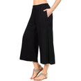 thumbnail image 1 of Kitsin Women's Elastic Waist Solid Palazzo Casual Wide Leg Pants with Pockets, 1 of 10
