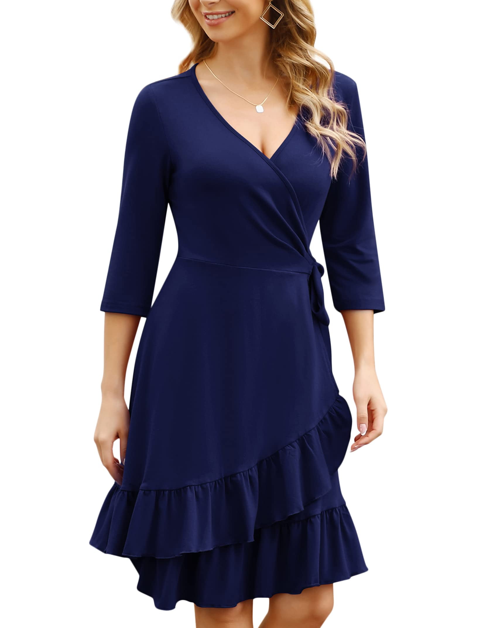 V neck cheap wrap dress