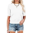 thumbnail image 1 of Kitsin Womens Puff Short Sleeve Sweater Tops Crewneck Basic Knit Pullover Lightweight Solid Casual Sweaters Blouse, 1 of 6