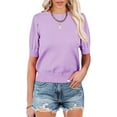 thumbnail image 1 of Kitsin Womens Puff Short Sleeve Sweater Tops Crewneck Basic Knit Pullover Lightweight Solid Casual Sweaters Blouse, 1 of 6