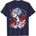 thumbnail image 1 of Kitsune Fox Japanese Nine Tailed Fox Cherry Blossom Flowers Unisex T-Shirt for Men Women Kids,Navy Color,Size 5XL, 1 of 5