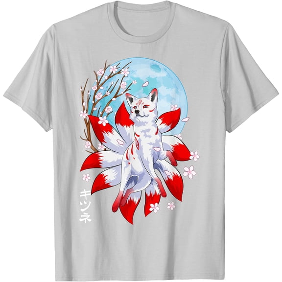 Kitsune Fox Japanese Nine Tailed Fox Magical Creature Unisex T-Shirt for Men Women Kids