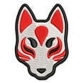 thumbnail image 1 of Kitsune Japanese Fox Mask Applique Multi-Color Embroidered Hook & Loop Patch - 3.5 Inch Large, 1 of 5