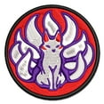 thumbnail image 1 of Kitsune Japanese Nine Tailed Fox Applique Multi-Color Embroidered Hook & Loop Patch - 3 Inch Medium, 1 of 5
