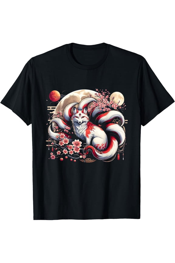 Kitsune Japanese Nine-tailed Fox With T-Shirt