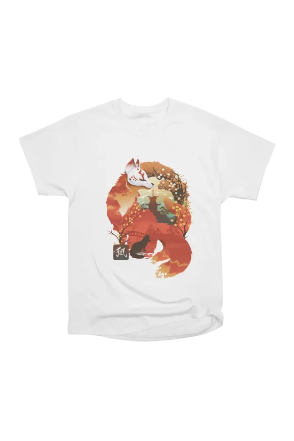 Kitsune Landscape T-Shirt Tee Gift For Him Merch For Her Apparel For Friend
