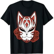 Kitsune Mask Peony Japanese Fox T-Shirt