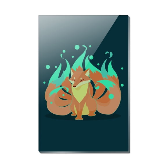 Kitsune Nine-Tailed Fox Rectangle Acrylic Fridge Refrigerator Magnet