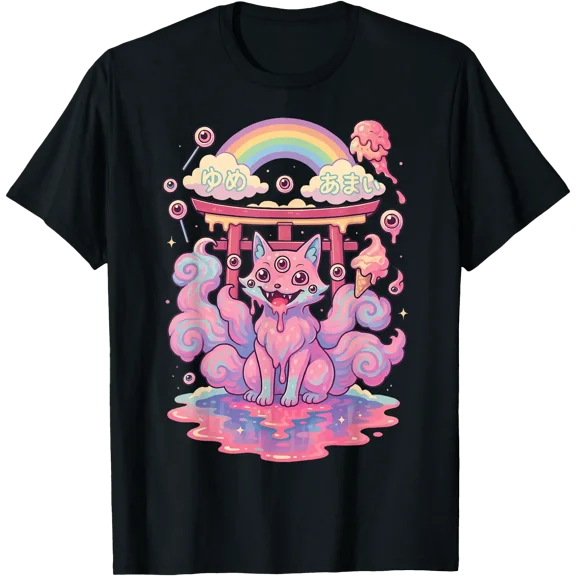 Kitsune Weirdcore Surreal Japanese Fox Kawaii T-Shirt